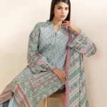 Elegant Pastel Blue Floral Printed 3-Piece Lawn Suit