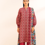 "Floral Printed 3-Piece Khaddar Suit – Elegant Winter Collection"