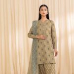 Elegant Olive Green Ethnic Suit with Blue Printed Dupatta